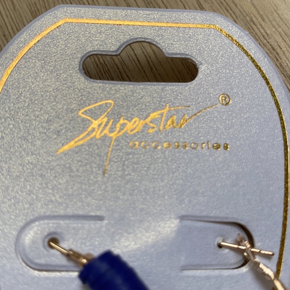 🎉HP🎉 Superstar Accessories Disc & Pearl Hoop Earrings 💗 Blue Gold Multi - Picture 8 of 8